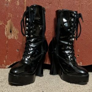 3Wishes, Black Leather Heeled Boots